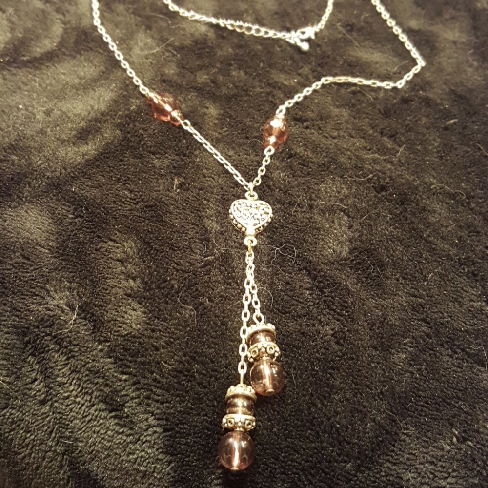 BUCKLE SILVER HEART W/BEADS NECKLACE